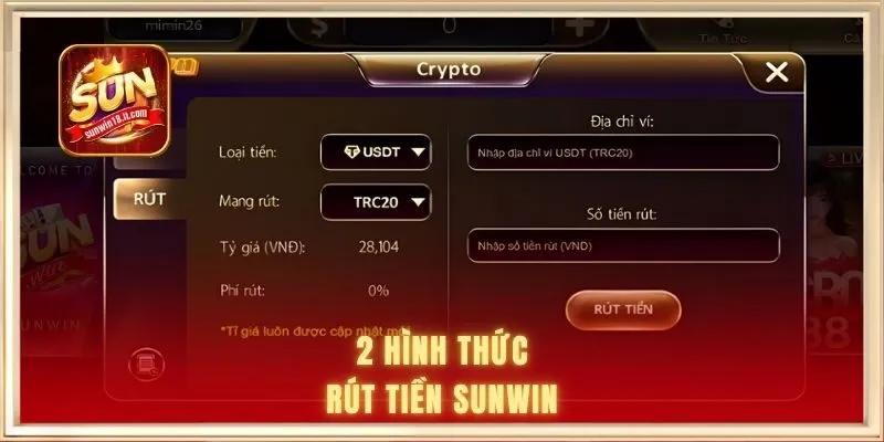 rút tiền Sunwin 1 2 hình thức rút tiền SUNWIN